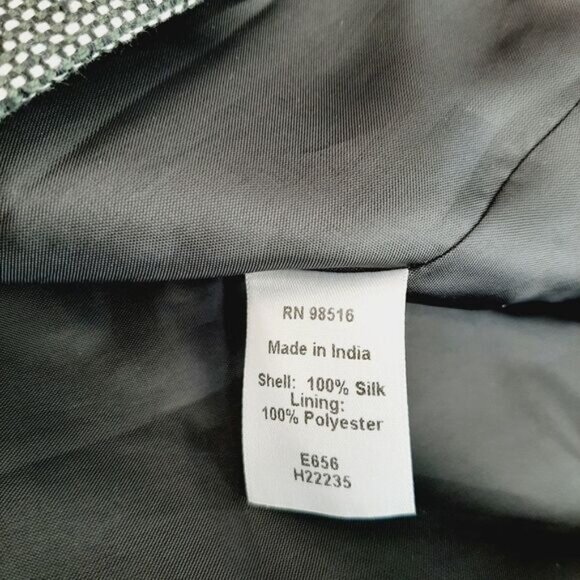 COLDWATER CREEK 100% Silk Micro Grid Classic Blazer Jacket Sz 12 - Picture 10 of 10